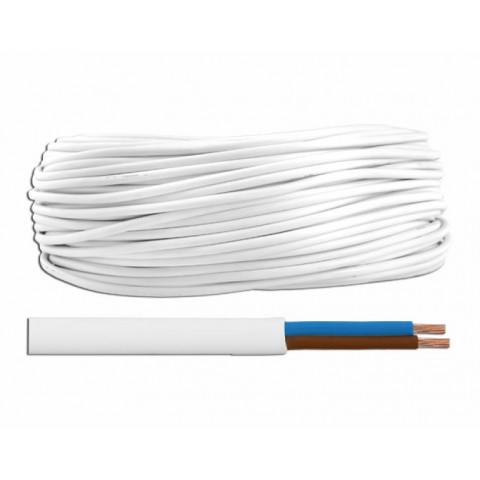 Elektros kabelis 2x0.75mm² OMYp daugiagyslis, apvalus, baltas (white)